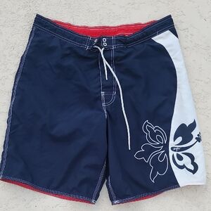 Tommy Hilfiger Blue and White Floral Swim Shorts